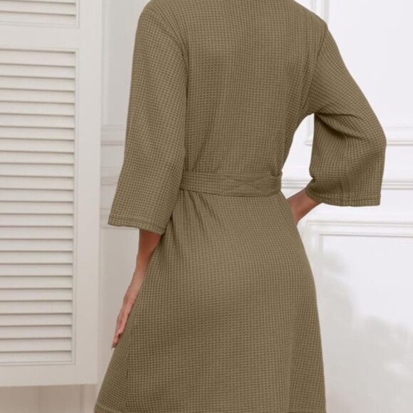 Prinstory Army Green Kimono Style Bathrobe Lounge XL New - Picture 3 of 5
